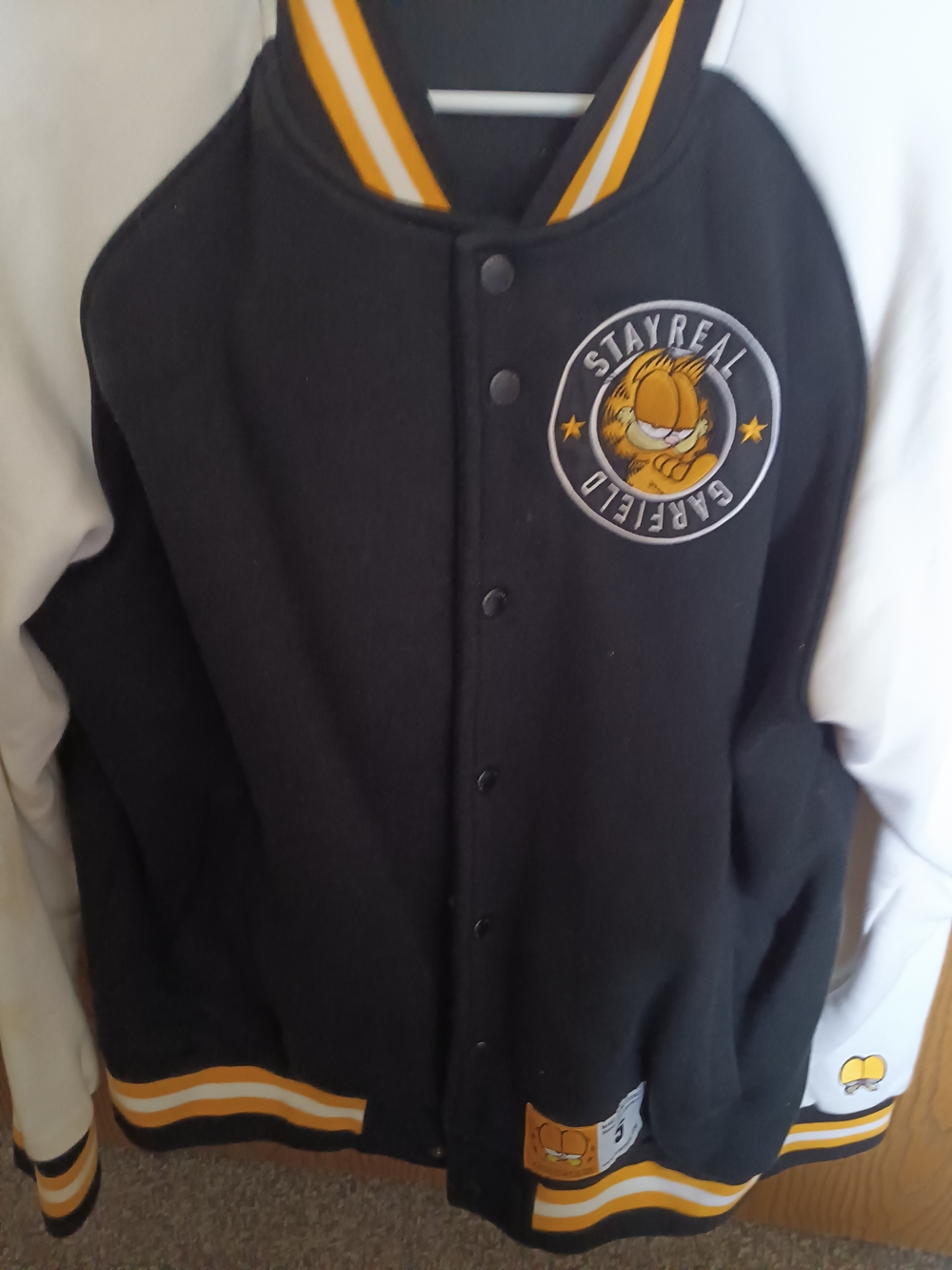 Vintage Garfield Black and White Varsity Jacket